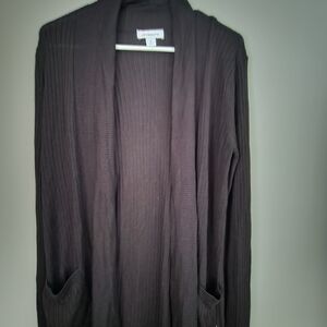 Liz Claiborne Charcoal Ribbed Cardigan